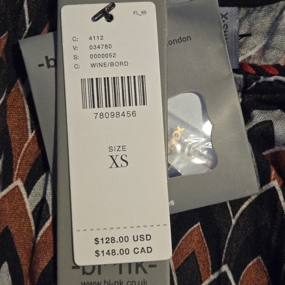 Annthropologie Bl-nk London Metallic Zig Zag Print Sequins Embellished Blouse XS - Picture 9 of 12